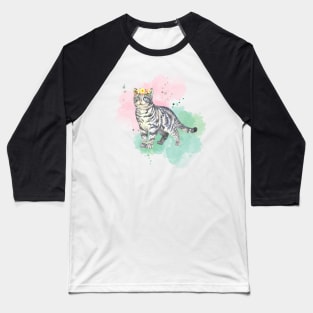 Pretty floral watercolor cat design Baseball T-Shirt